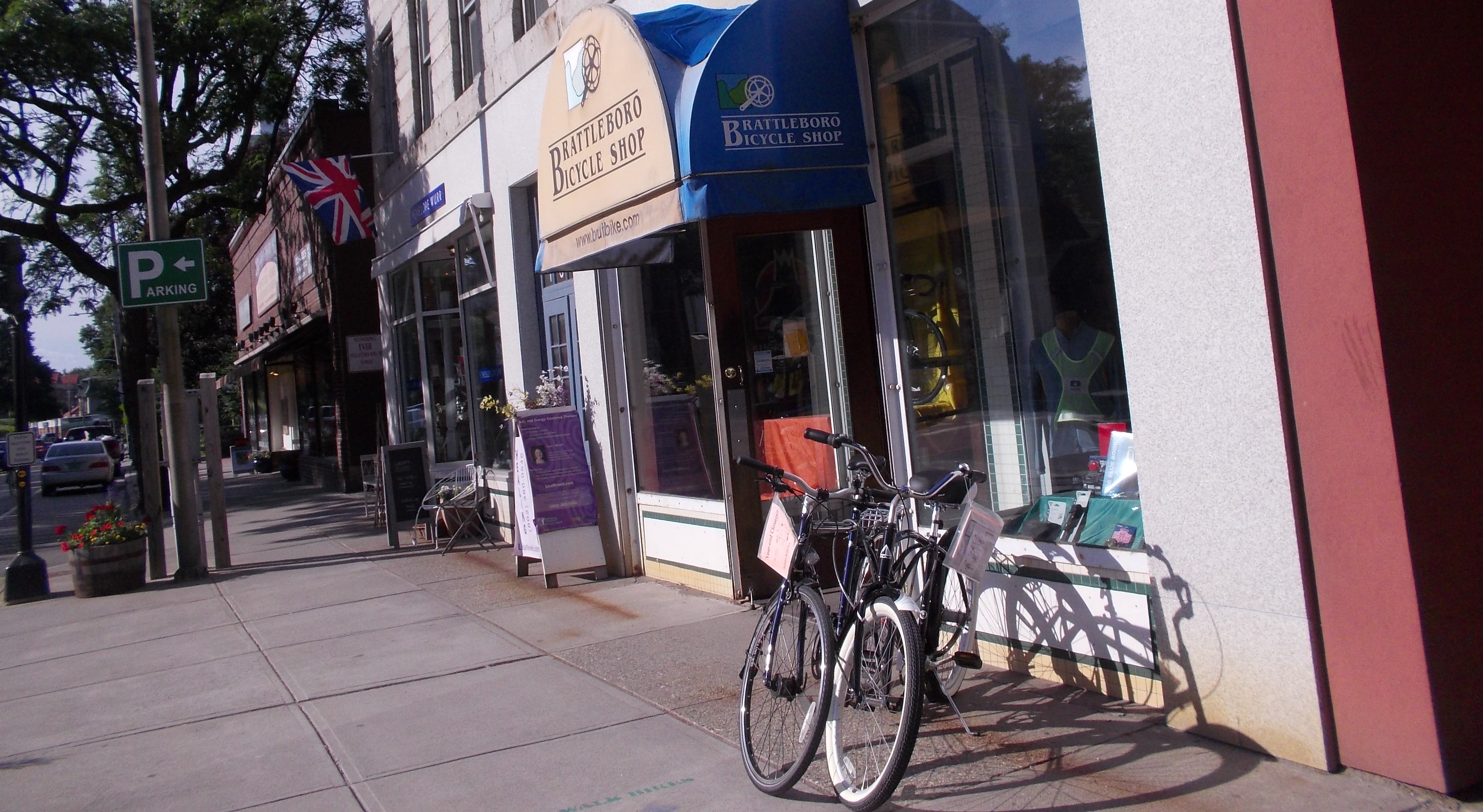 Brattleboro Bicycle Shop with bikes. photo Jen Austin