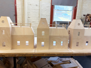 Wooden dollhouses ready for decoration